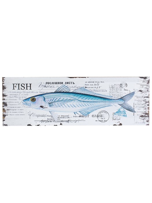 Панно настенное с изображением рыбы синего цвета