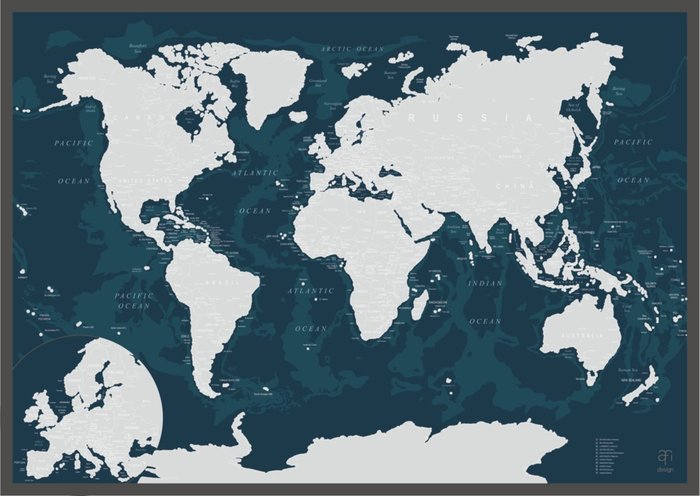 Скретч-карта мира DEEP GREEN  из  ламинированной бумаги - купить Декор стен по цене 1190.0