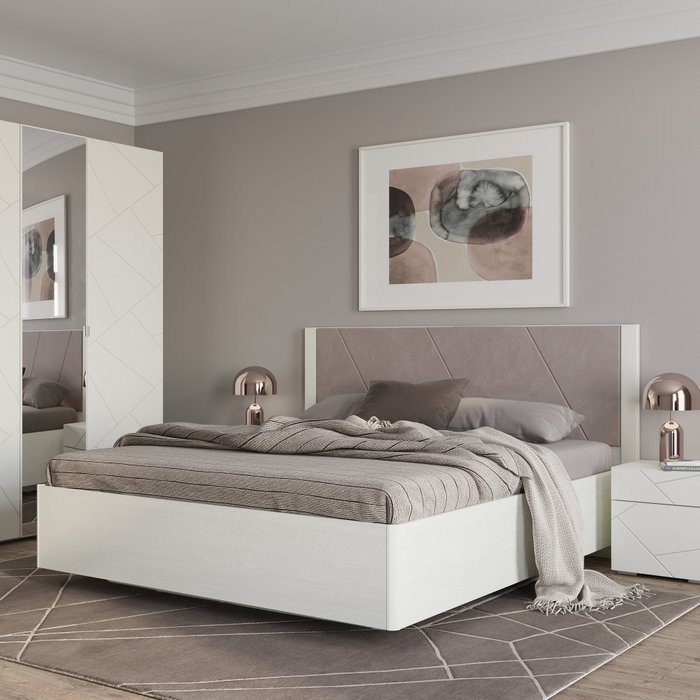 Кровать Селеста 160х200 с подъемным механизмом бело-коричневого цвета  - лучшие Кровати для спальни в INMYROOM