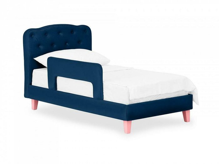 Кровать Candy 80х160 темно-синего цвета с розовыми ножками - лучшие Одноярусные кроватки в INMYROOM