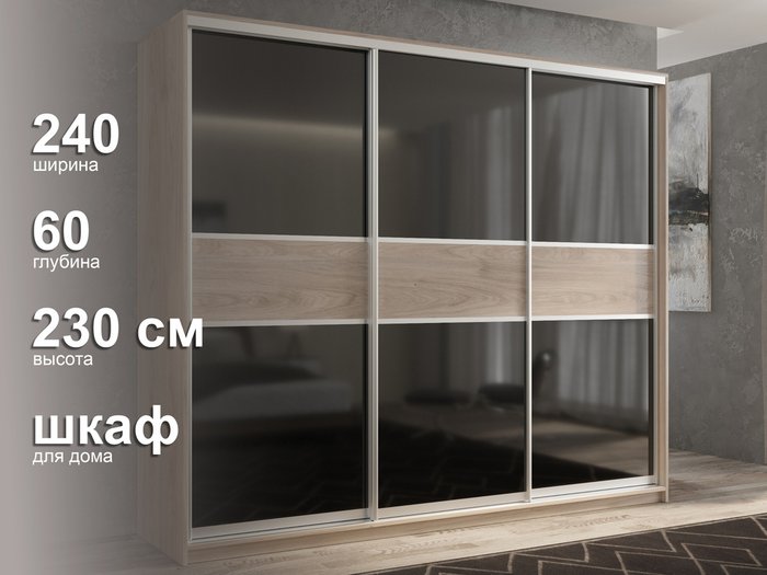 Шкаф-купе Кааппи-12 240 цвета Кастелло серый  - лучшие Шкафы-купе в INMYROOM