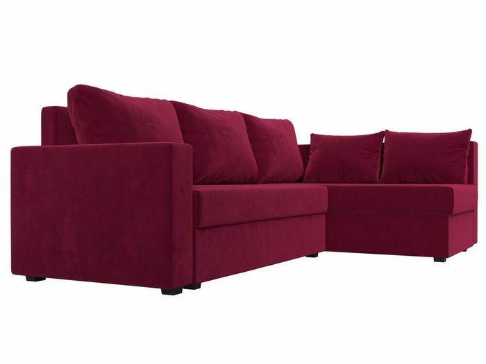 Угловой диван-кровать Мансберг бордового цвета правый угол - лучшие Угловые диваны в INMYROOM