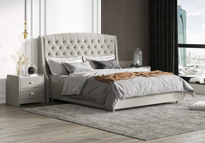 Кровать Diamant 180х200 серого цвета без основания и подъемного механизма - лучшие Кровати для спальни в INMYROOM