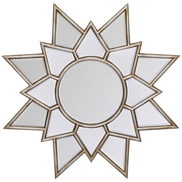 Настенное зеркало Солярис в раме серебряного цвета 