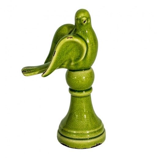 Статуэтка декоративная Птичий переполох зеленого цвета 