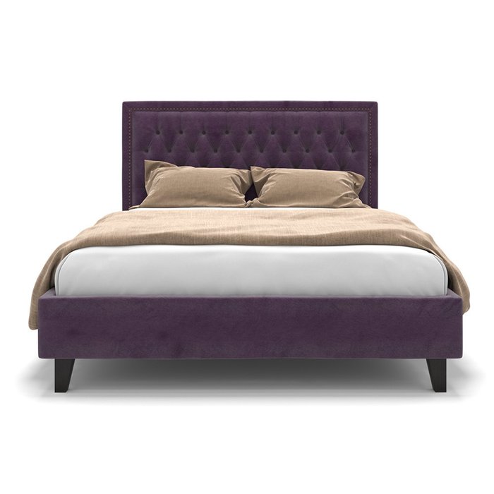 Кровать Celine фиолетового цвета на ножках 200х200 - купить Кровати для спальни по цене 86900.0