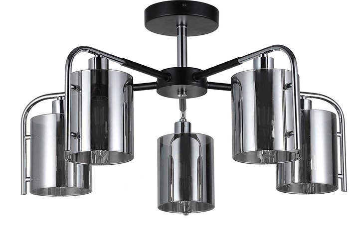 Люстра на штанге Elegant 671/5P Chrome (стекло, цвет дымчатый) - купить Подвесные люстры по цене 11230.0 Люстра на штанге Elegant 671/5P Chrome (стекло, цвет дымчатый) - купить Подвесные люстры по цене 11230.0