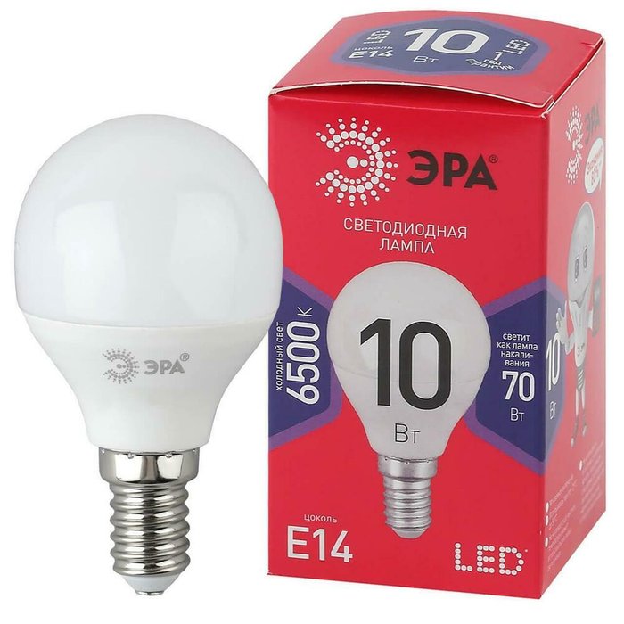 Лампа светодиодная ЭРА E14 10W 6500K матовая BXS-10W-865-E14 R - лучшие Лампочки в INMYROOM