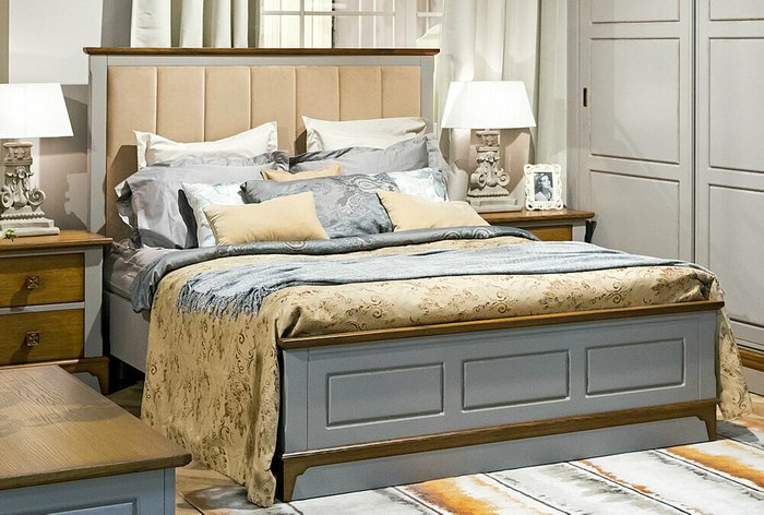Кровать Brianson 140x200 серо-бежевого цвета - лучшие Кровати для спальни в INMYROOM
