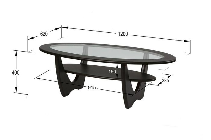 Стол журнальный Юпитер со стеклом цвета венге - купить Журнальные столики по цене 11840.0