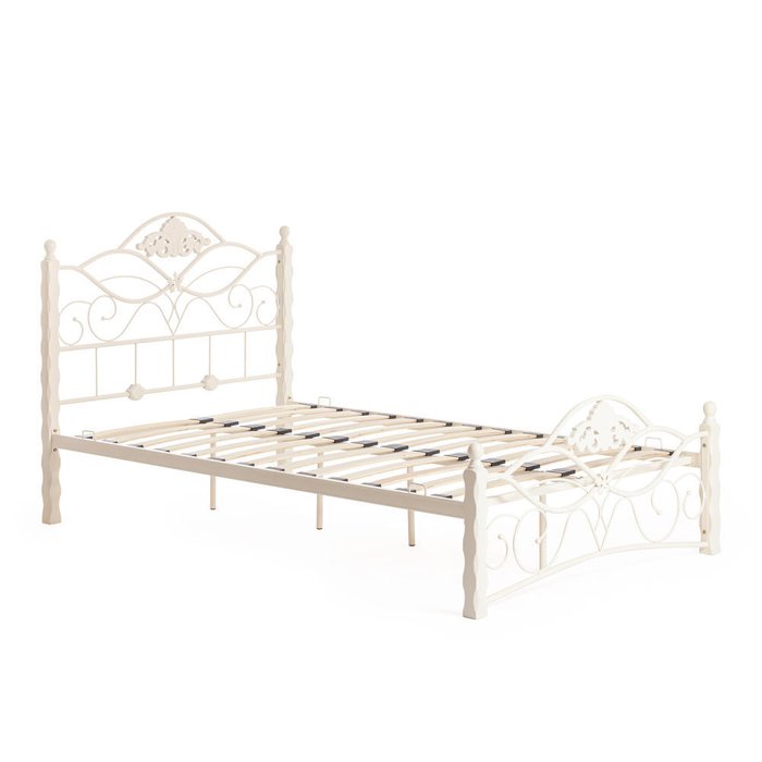 Кровать металлическая Wood slat base 120х200 бежевого цвета - купить Кровати для спальни по цене 16120.0