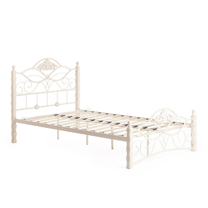 Кровать металлическая Wood slat base 120х200 бежевого цвета - купить Кровати для спальни по цене 16120.0 Кровать металлическая Wood slat base 120х200 бежевого цвета - купить Кровати для спальни по цене 16120.0