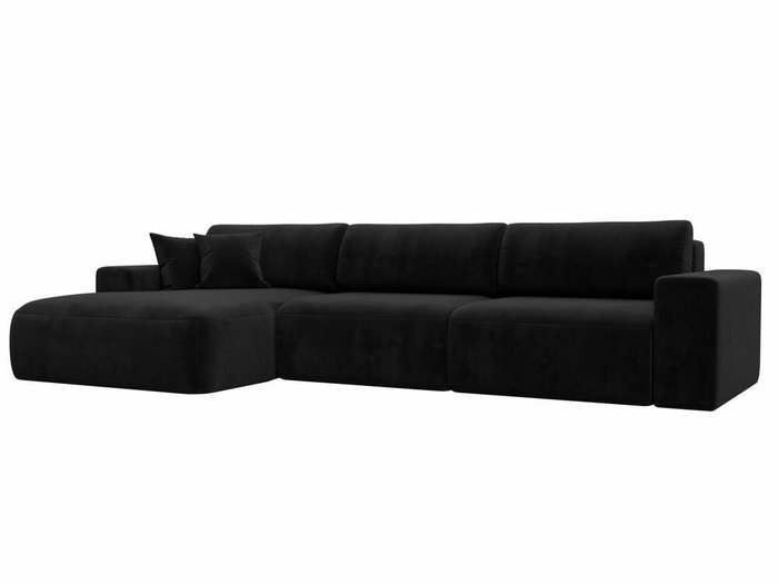 Угловой диван-кровать Лига 036 Классик Лонг черного цвета левый угол