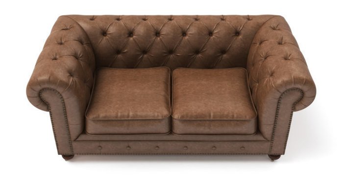 Двухместный диван Chesterfield Lux из экокожи коричневый - купить Прямые диваны по цене 64400.0
