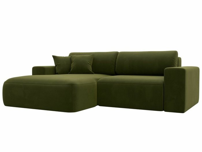 Угловой диван-кровать Лига 036 Классик зеленого цвета левый угол