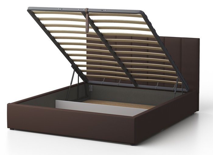 Кровать Венера-3 140х200 коричневого цвета с подъемным механизмом (экокожа) - лучшие Кровати для спальни в INMYROOM