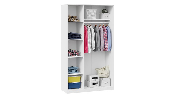 Шкаф комбинированный Агата белого цвета - лучшие Шкафы распашные в INMYROOM