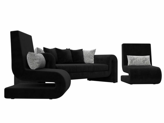 Набор мягкой мебели Волна 1 черного цвета - лучшие Комплекты мягкой мебели в INMYROOM