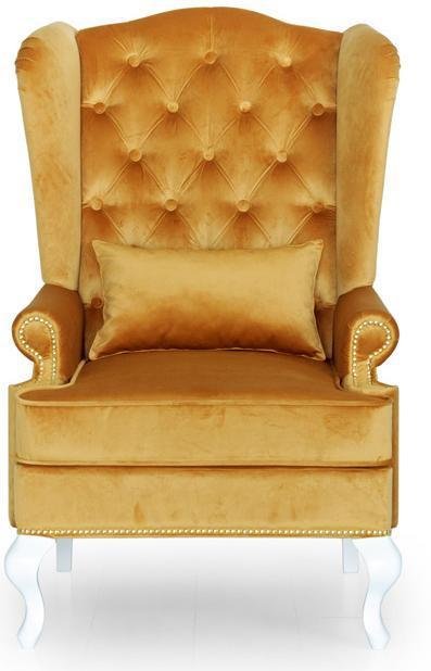 Кресло каминное Largo с ушками дизайн 13 желтого цвета - купить Интерьерные кресла по цене 31300.0