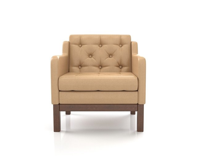 Кресло Айверс из массива сосны с обивкой кремовый кожзам - лучшие Интерьерные кресла в INMYROOM