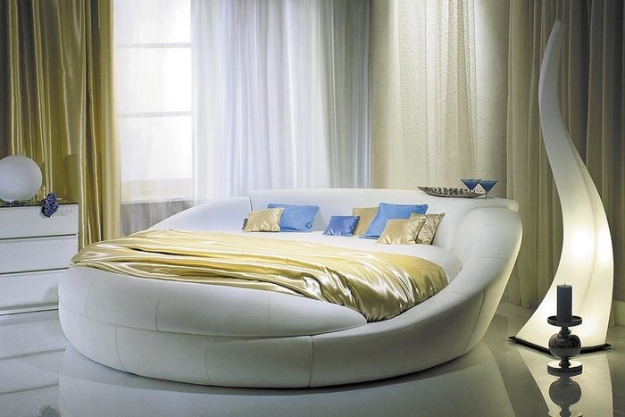 Кровать "Letto Rotondo 03" с обивкой из экокожи или велюра 220 см