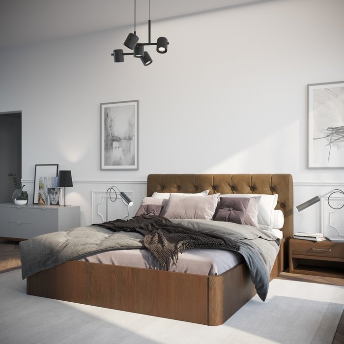 Кровать Сиена 140х200 коричневого цвета и подъемным механизмом