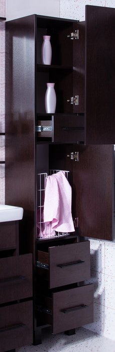 Шкаф-пенал Чили цвета венге - лучшие Пеналы для ванной комнаты в INMYROOM