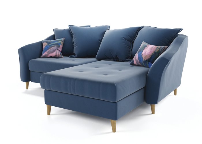 Угловой диван-кровать Никко синего цвета
