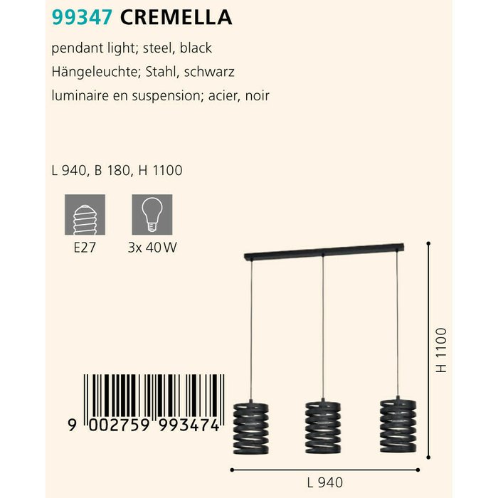 Подвесной светильник Eglo Cremella 99347 - купить Подвесные светильники по цене 27490.0
