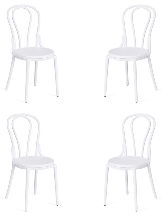 Набор из четырех стульев Thonet белого цвета