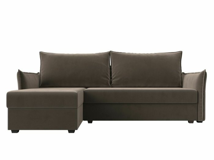 Угловой диван-кровать Лига 004 коричневого цвета угол левый - купить Угловые диваны по цене 36999.0
