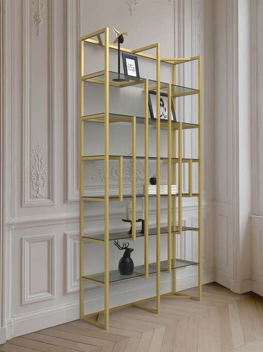 Стеллаж "Leon" черный с прозрачным стеклом (2100х1000х300) - лучшие Стеллажи в INMYROOM Стеллаж "Leon" черный с прозрачным стеклом (2100х1000х300) - лучшие Стеллажи в INMYROOM