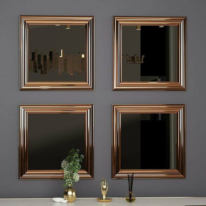 Набор из четырех настенных зеркал Decor 40х40 бронзового цвета - лучшие Настенные зеркала в INMYROOM