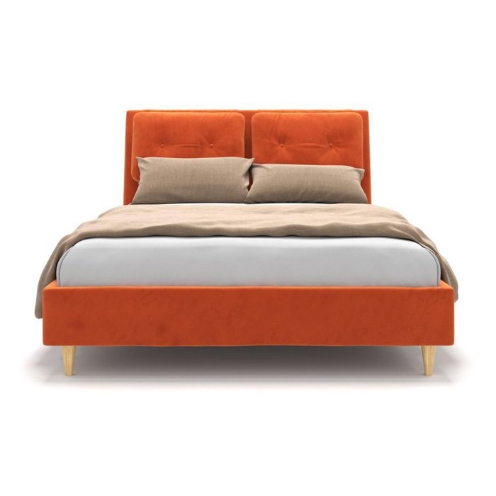 Кровать Freya на ножках оранжевая 200х200 - лучшие Кровати для спальни в INMYROOM