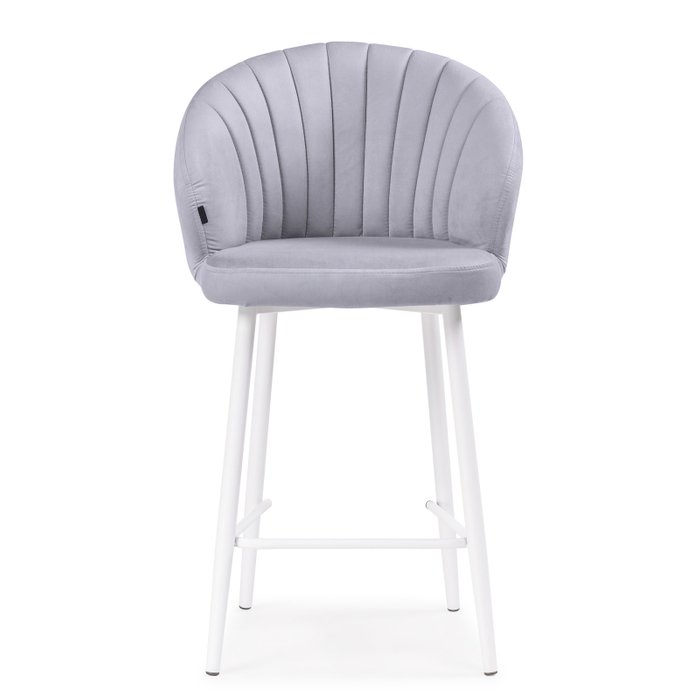 Полубарный стул Бэнбу серого цвета на белых ножках - купить Барные стулья по цене 7352.0
