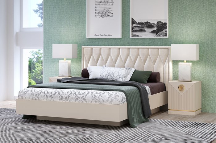 Кровать Капри-10 160х200 бежевого цвета с подъёмным основанием  - лучшие Кровати для спальни в INMYROOM