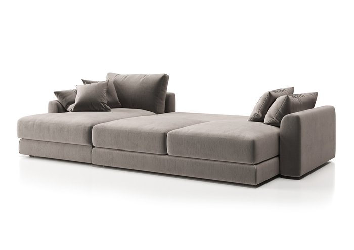 Угловой диван-кровать Шерлок с оттоманкой коричнево-серого цвета - лучшие Угловые диваны в INMYROOM