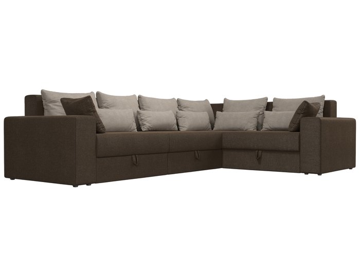 Угловой диван-кровать Мэдисон Long коричнево-бежевого цвета правый угол - лучшие Угловые диваны в INMYROOM
