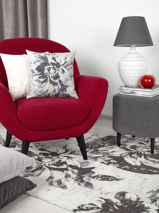 Декоративная подушка Flower 45х45 серого цвета - купить Декоративные подушки по цене 1368.0