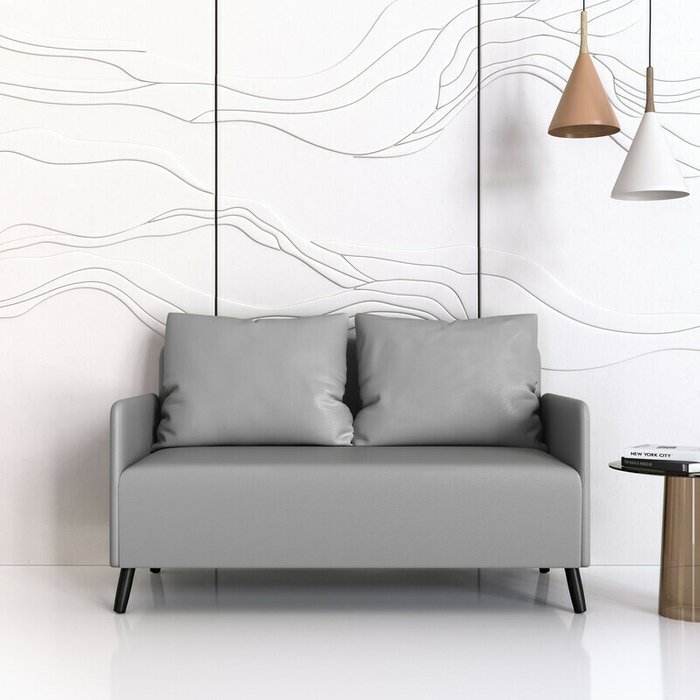 Диван Будапешт 150 серого цвета (экокожа) - купить Прямые диваны по цене 17990.0