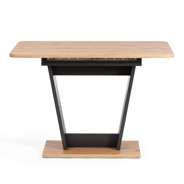 Раздвижной обеденный стол Fox бежево-черного цвета - лучшие Обеденные столы в INMYROOM
