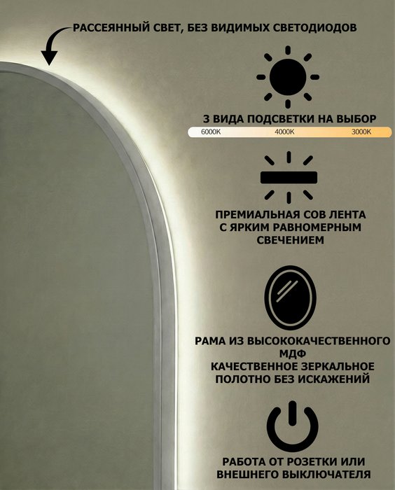 Настенное зеркало Fancy S D60 в раме серебряного цвета с подсветкой - лучшие Настенные зеркала в INMYROOM Настенное зеркало Fancy S D60 в раме серебряного цвета с подсветкой - лучшие Настенные зеркала в INMYROOM