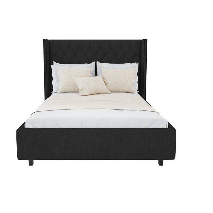 Кровать с декоративными гвоздиками Wing Лен 160x200 - лучшие Кровати для спальни в INMYROOM