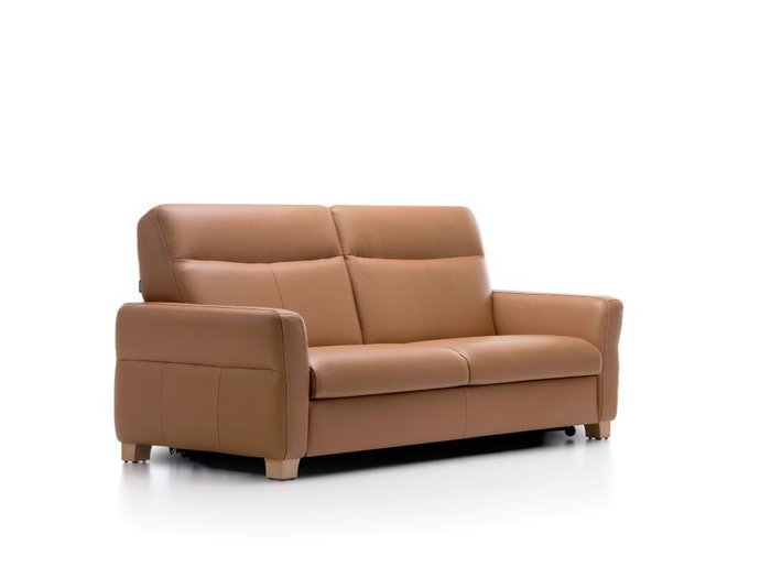 Прямой кожаный диван Eklipso коричневого цвета - купить Прямые диваны по цене 306628.0
