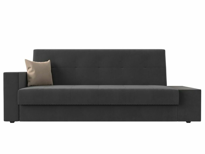 Диван-кровать Лига 020 темно-серого цвета со столиком справа (велюр) - купить Прямые диваны по цене 25999.0