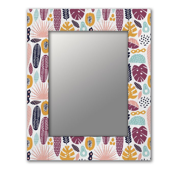Настенное зеркало Тропики 50х65 белого цвета