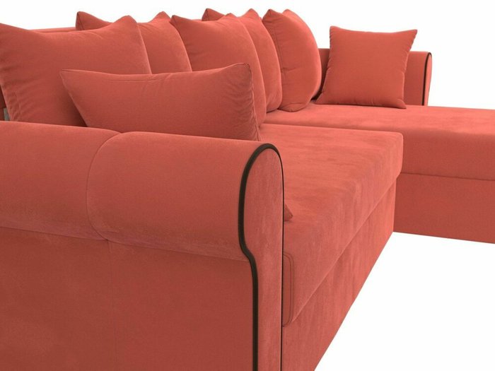 Угловой диван-кровать Рейн кораллового цвета правый угол - лучшие Угловые диваны в INMYROOM