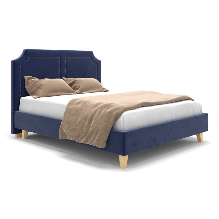 Кровать Kimberly синего цвета на ножках 160х200