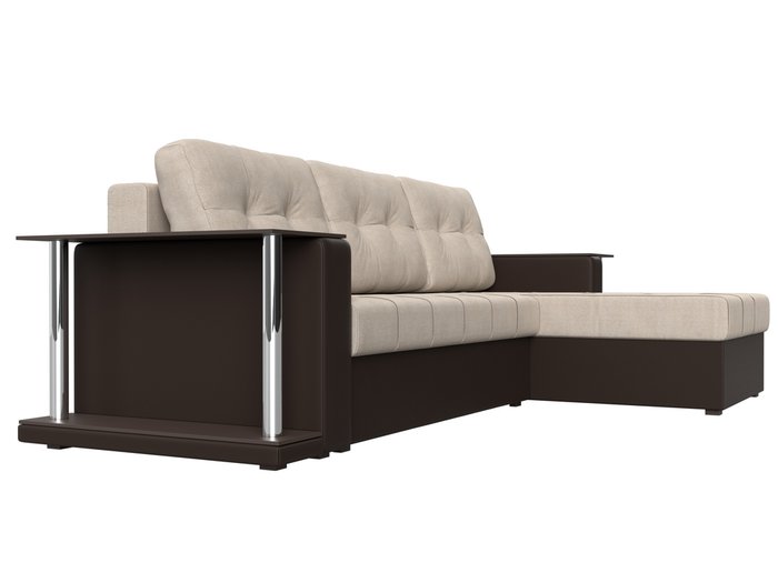 Угловой диван-кровать Даллас бежевого цвета (ткань\экокожа) - лучшие Угловые диваны в INMYROOM