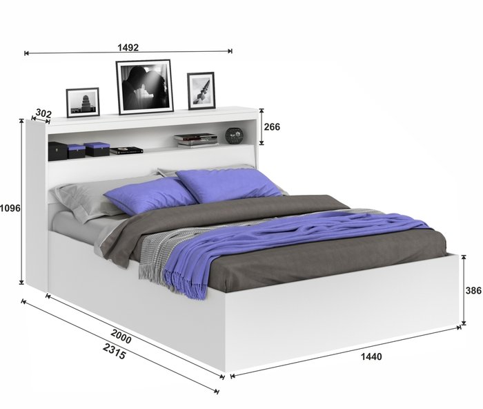 Кровать Виктория 140х200 белого цвета с блоком - лучшие Кровати для спальни в INMYROOM